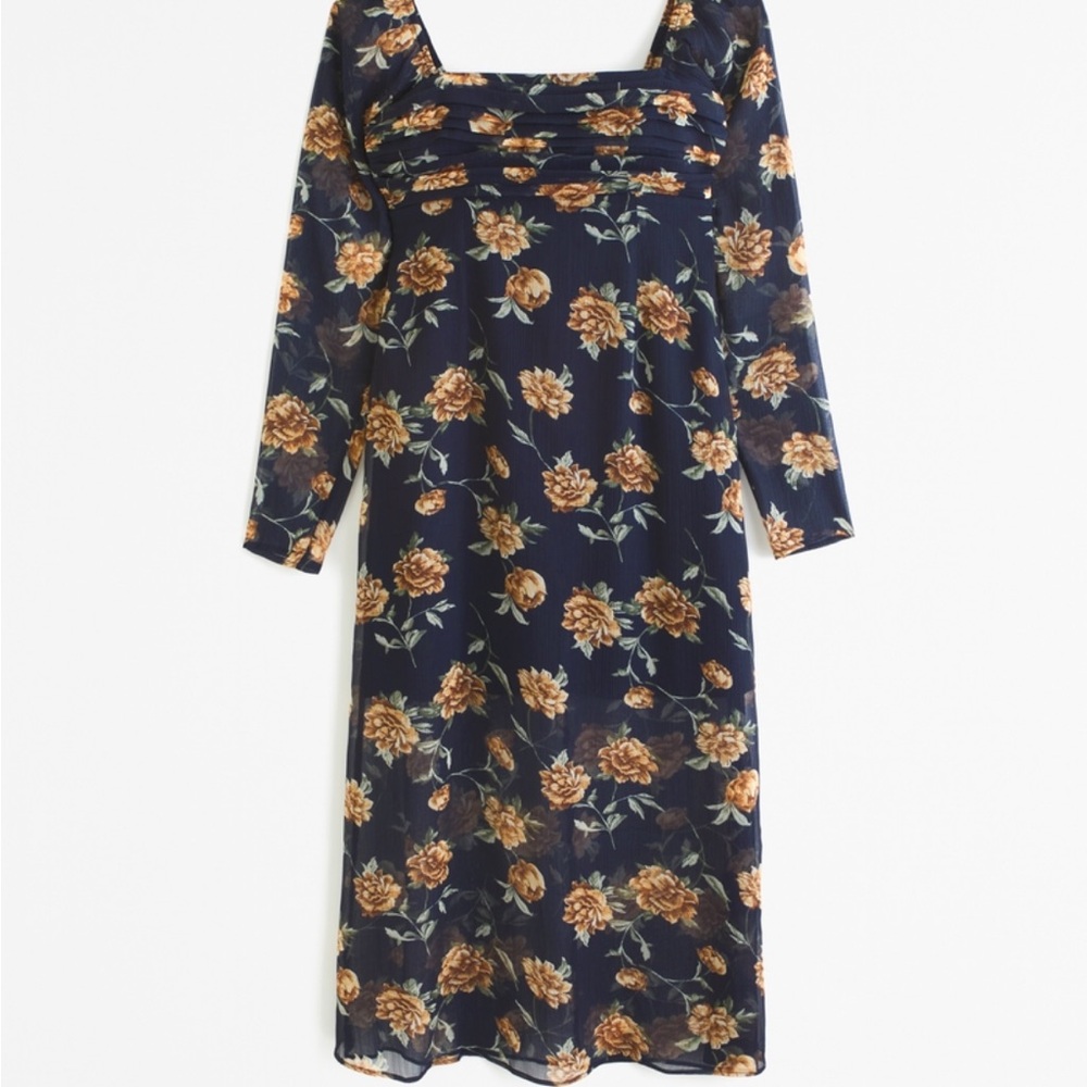 Abercrombie & Fitch Navy Floral Long Sleeve Dress
